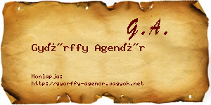 Győrffy Agenór névjegykártya